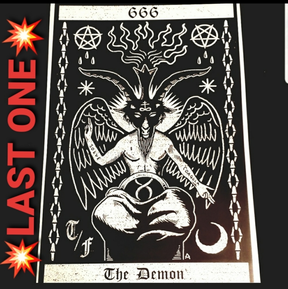 Too Fast Winged Horned Demon Satan Tarot Card 11"x17" Tattoo Lithograph Print